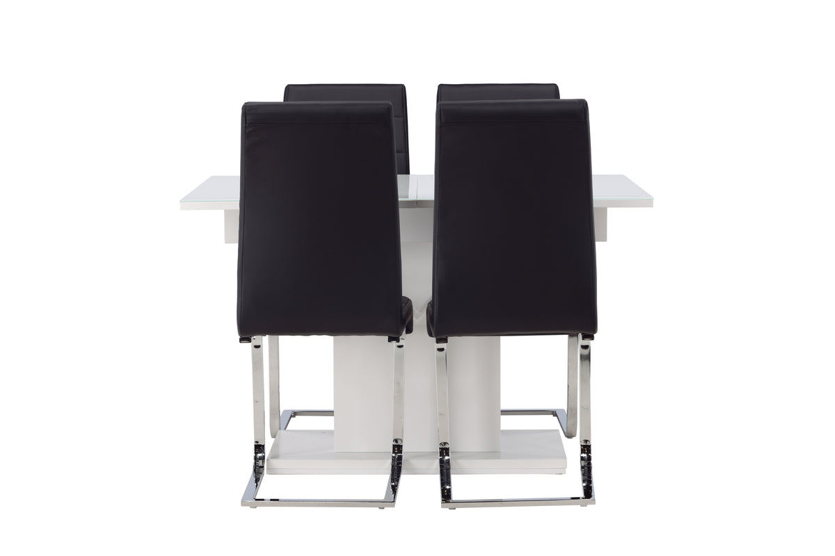 Venture Design Tempo & Pluto Matstolar 2-pack Svart + Rektangulära Matbord 120 x 90 Vit