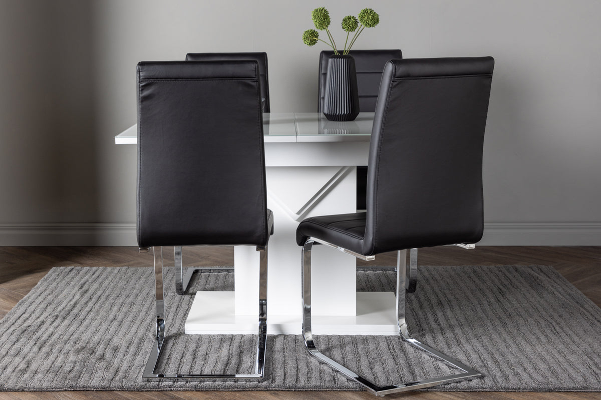 Venture Design Tempo & Pluto Matstolar 2-pack Svart + Rektangulära Matbord 120 x 90 Vit