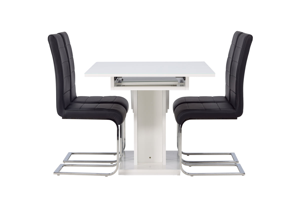 Venture Design Tempo & Pluto Matstolar 2-pack Svart + Rektangulära Matbord 120 x 90 Vit