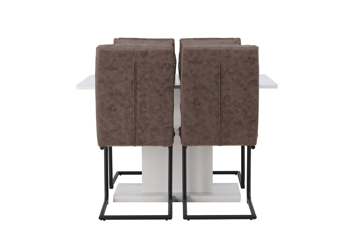Venture Design Zizo & Pluto Matstolar 2-pack Brun + Rektangulära Matbord 120 x 90 Vit