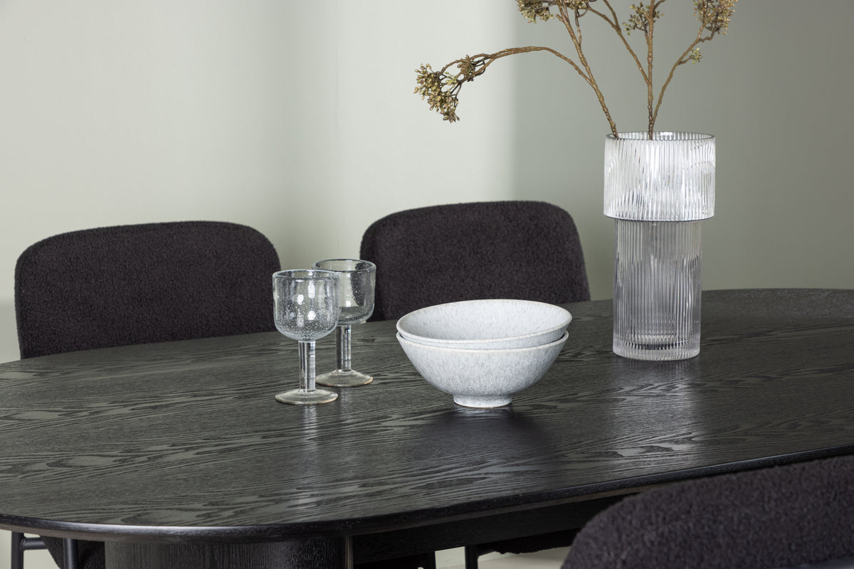 Venture Design Yesterday & Isolde Matstolar 2-pack Svart + Ovala Matbord 180 x 90 Svart