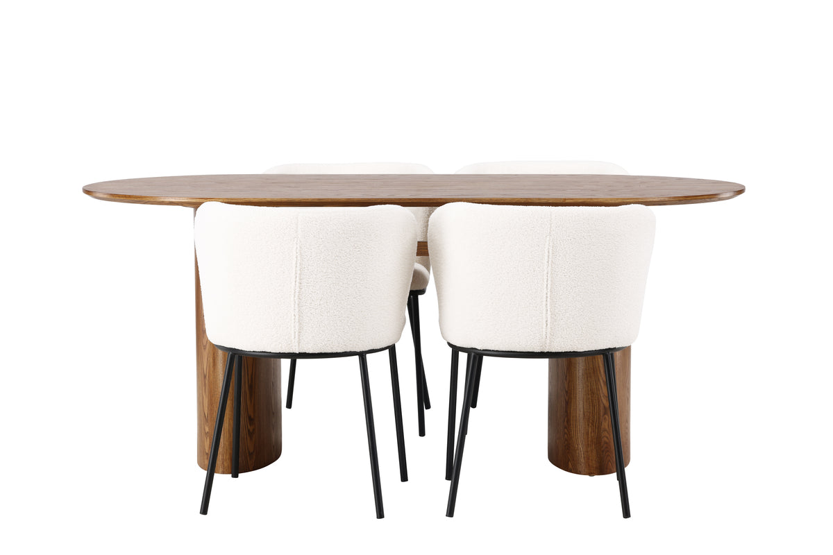 Venture Design Edina & Isolde Matstolar 2-pack Vit + Ovala Matbord 180 x 90 Natur