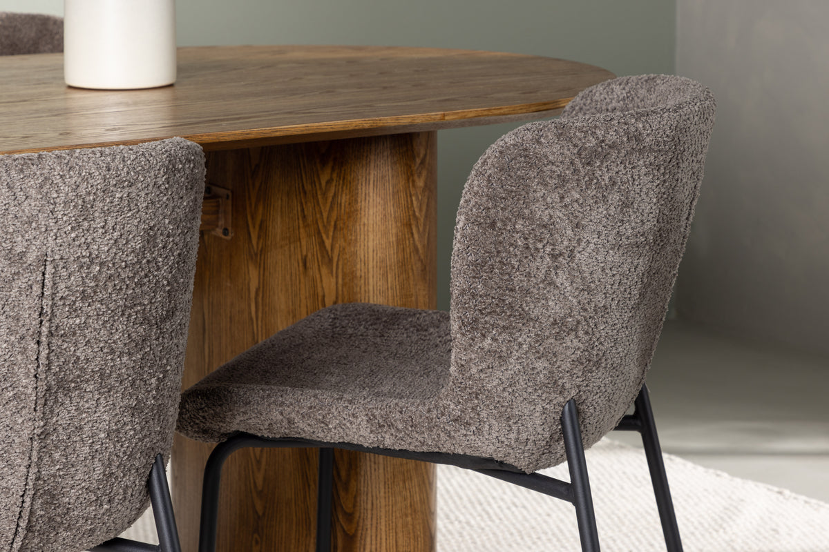 Venture Design Modesto & Isolde Matstolar 2-pack Brun + Ovala Matbord 180 x 90 Natur