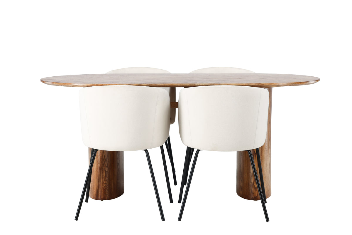 Venture Design Berit & Isolde Matstolar Beige + Ovala Matbord 180 x 90 Natur