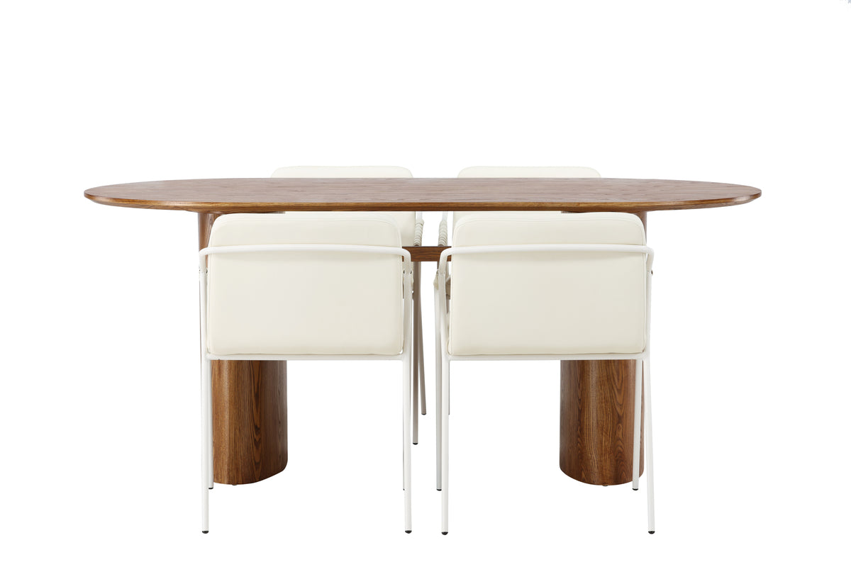 Venture Design Tvist & Isolde Matstolar 2-pack Beige + Ovala Matbord 90 x 180 Natur