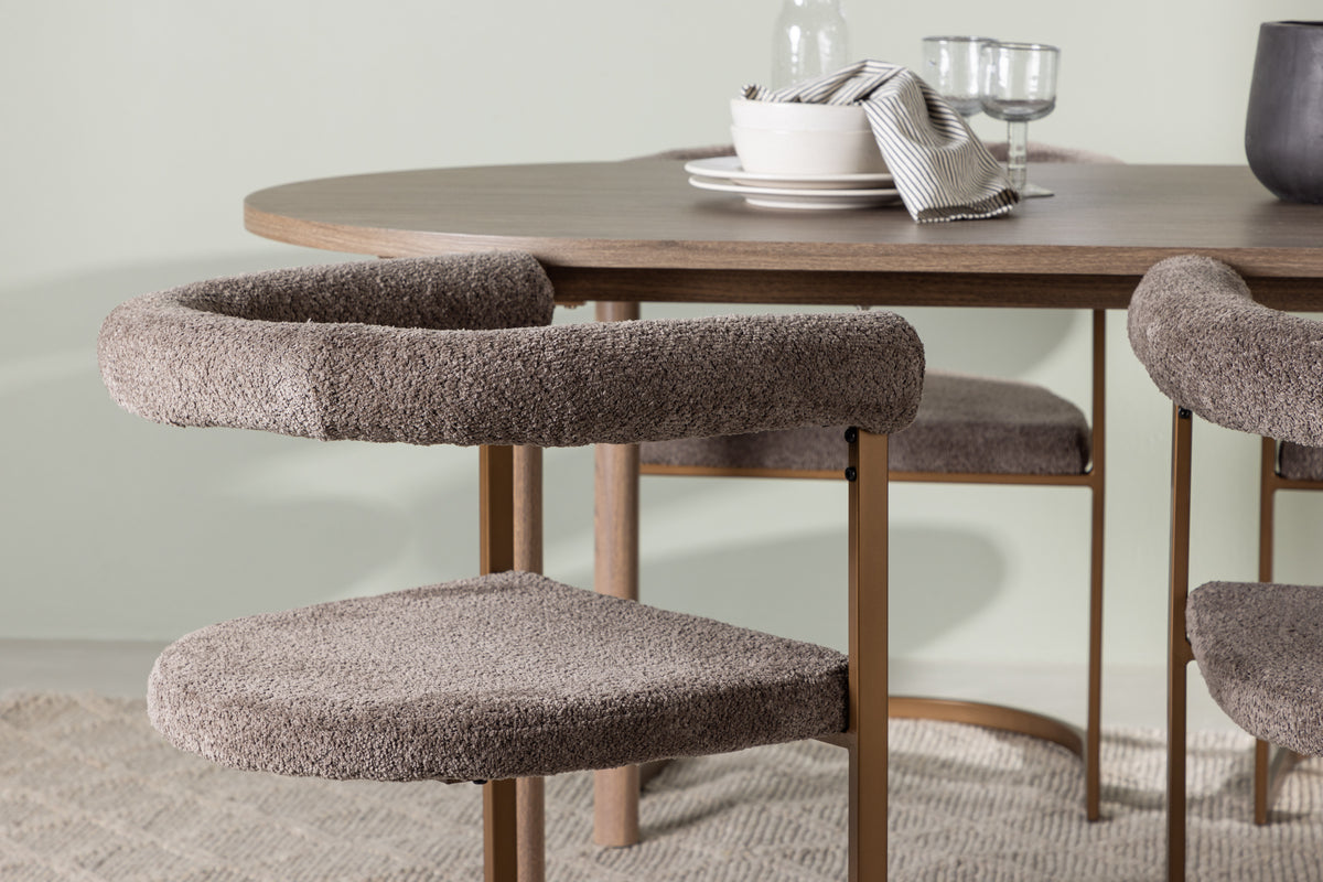 Venture Design Andy & Morning Ovala Matbord 180 x 90 Natur + Matstolar 2-pack Brun