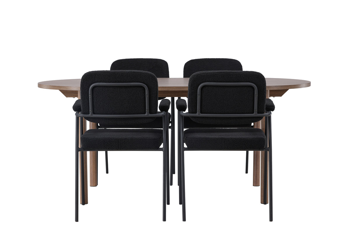 Venture Design Yesterday & Andy Matstolar 2-pack Svart + Ovala Matbord 180 x 90 Natur