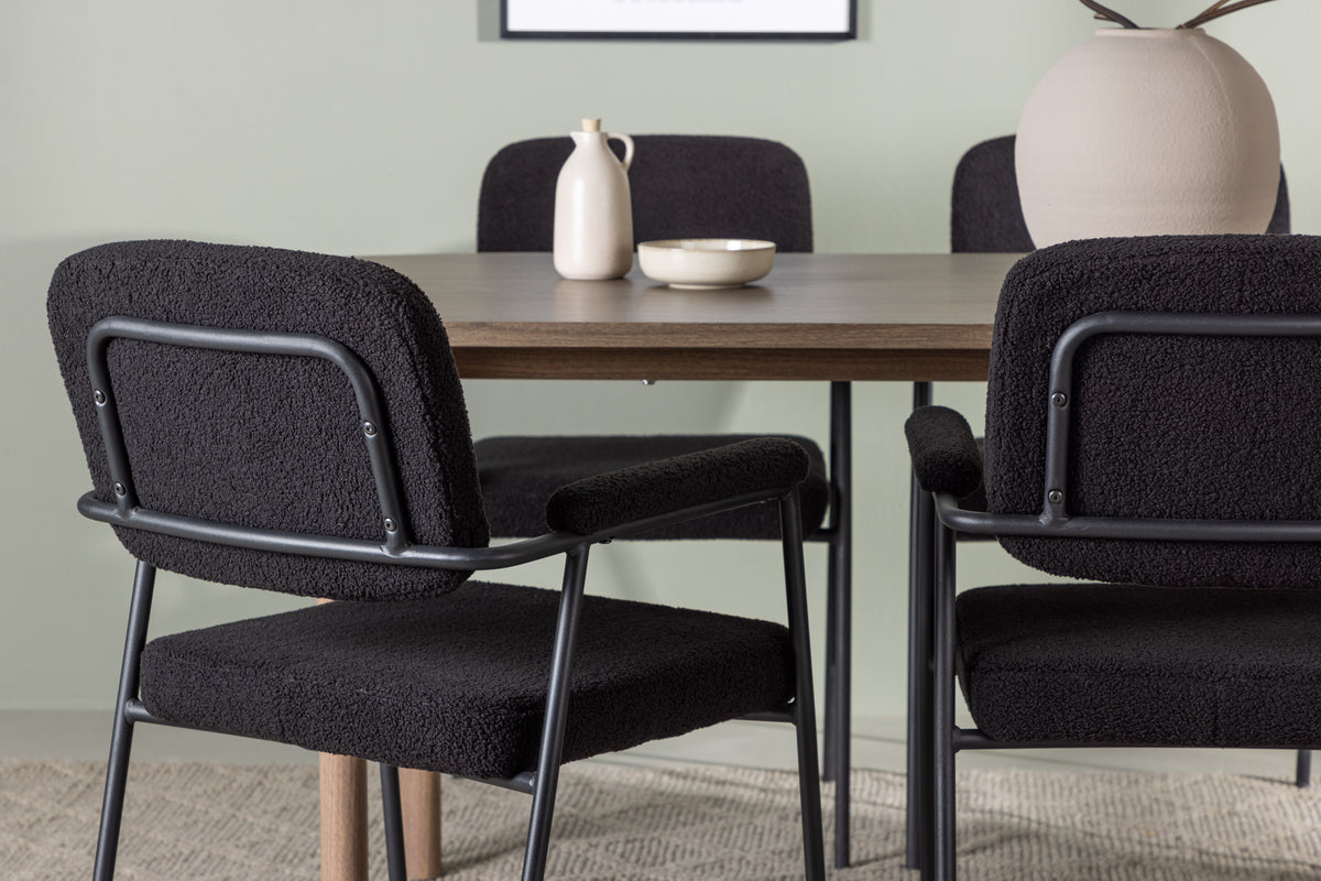 Venture Design Yesterday & Andy Matstolar 2-pack Svart + Ovala Matbord 180 x 90 Natur