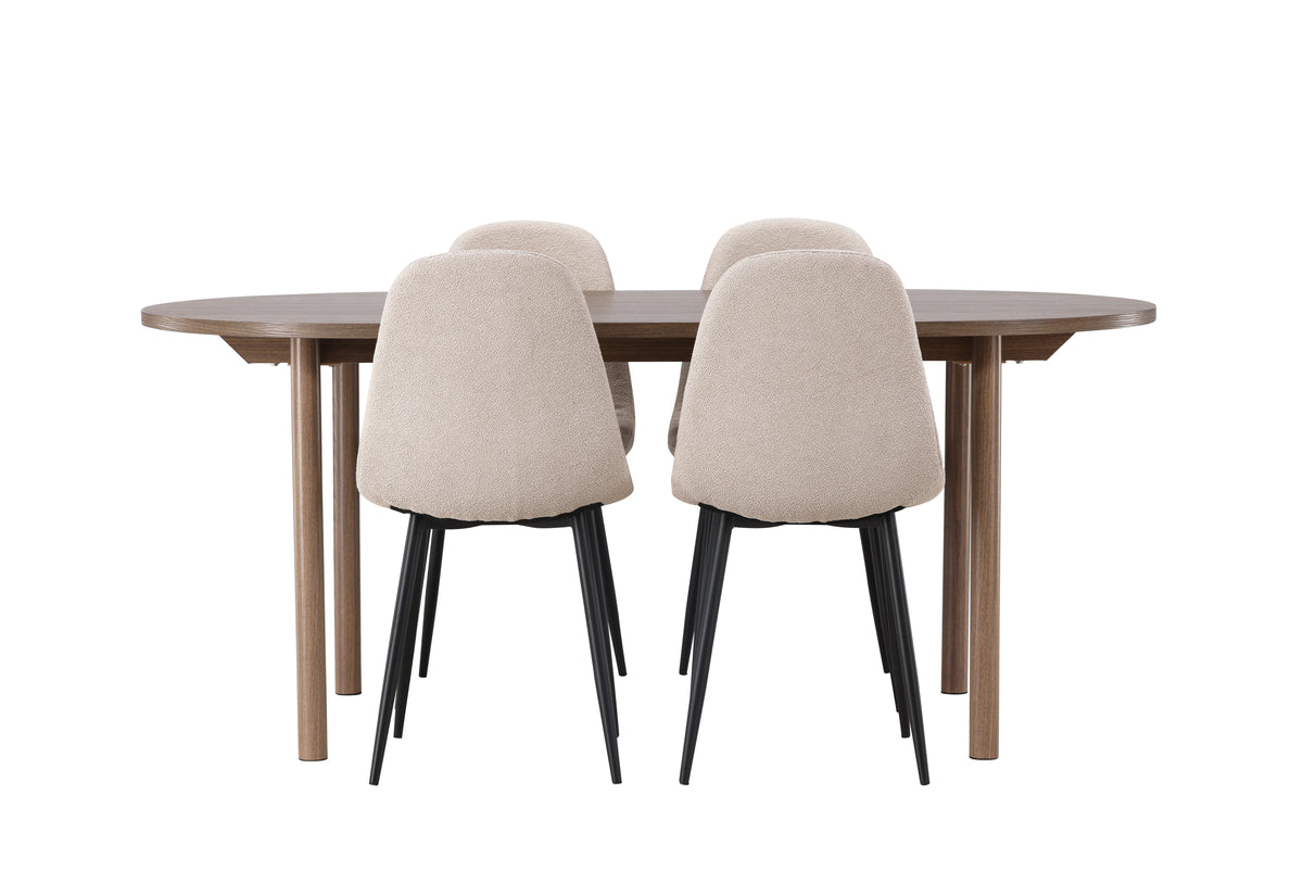 Venture Design Polar & Andy Matstolar 2-pack Beige + Ovala Matbord 180 x 90 Natur