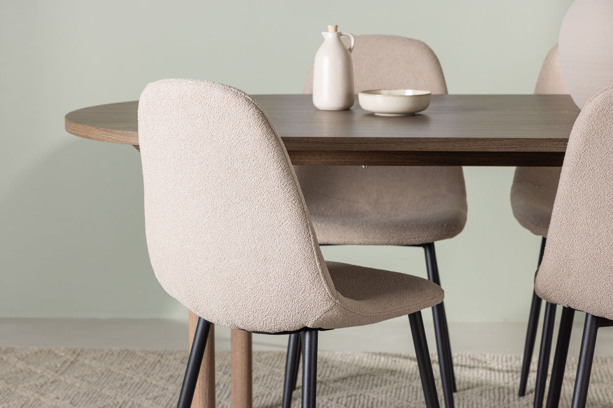 Venture Design Polar & Andy Matstolar 2-pack Beige + Ovala Matbord 180 x 90 Natur