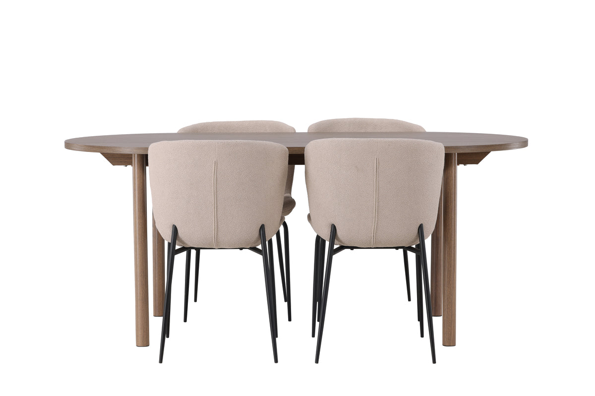 Venture Design Modesto & Andy Matstolar 2-pack Beige + Ovala Matbord 180 x 90 Natur