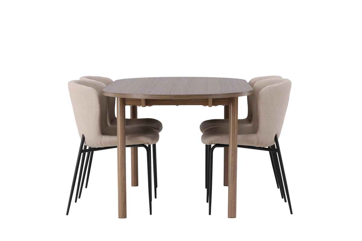 Venture Design Modesto & Andy Matstolar 2-pack Beige + Ovala Matbord 180 x 90 Natur