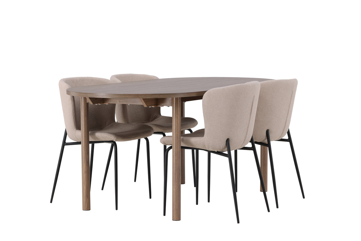 Venture Design Modesto & Andy Matstolar 2-pack Beige + Ovala Matbord 180 x 90 Natur
