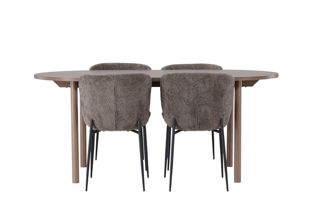 Venture Design Modesto & Andy Matstolar 2-pack Brun + Ovala Matbord 180 x 90 Natur
