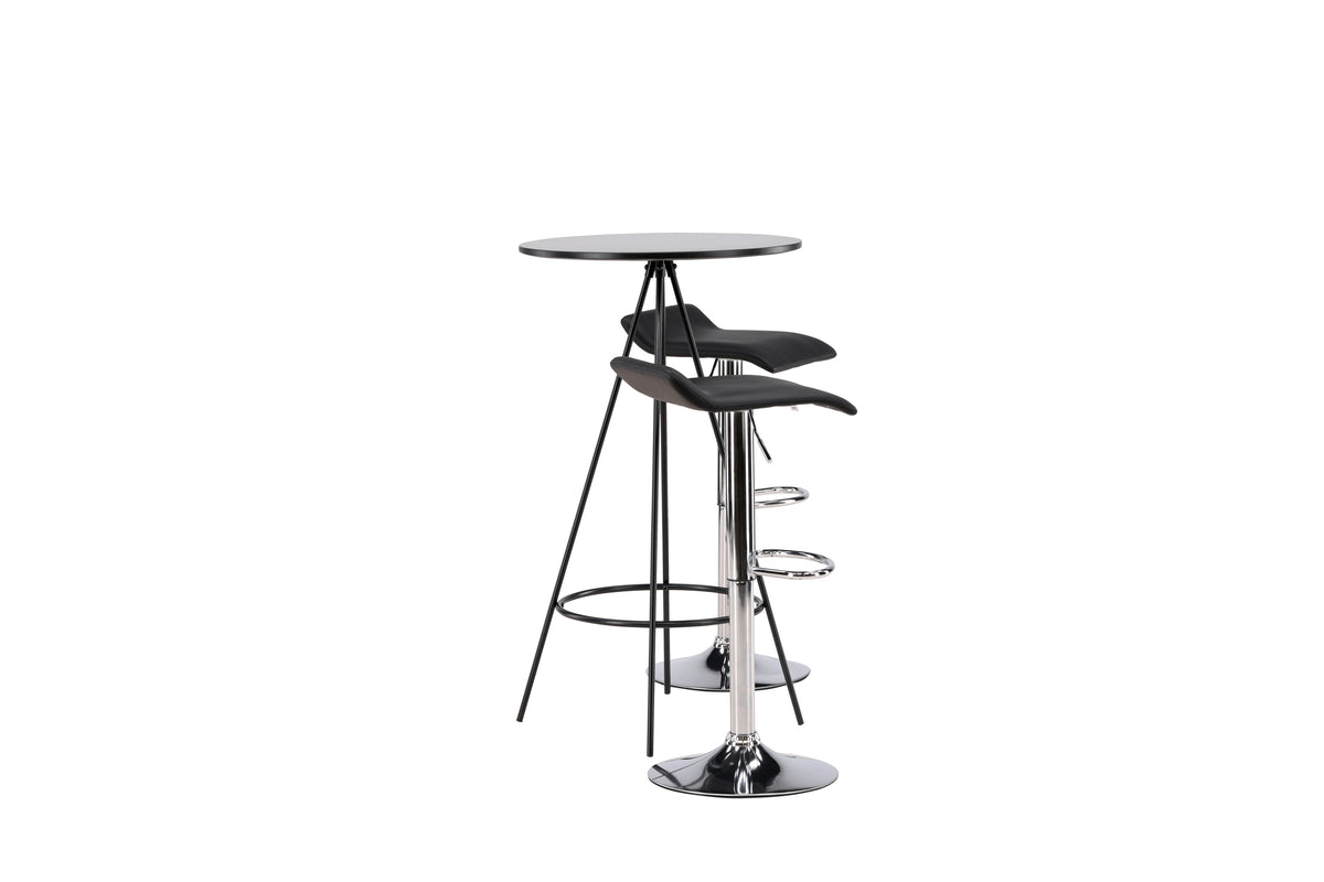 Venture Design Jonna & Bistro Barstolar 2-pack Svart + Barbord ⌀60 Svart