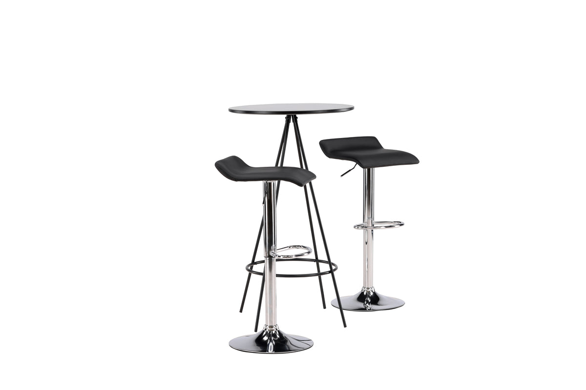 Venture Design Jonna & Bistro Barstolar 2-pack Svart + Barbord ⌀60 Svart