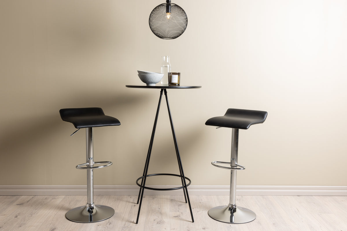 Venture Design Jonna & Bistro Barstolar 2-pack Svart + Barbord ⌀60 Svart