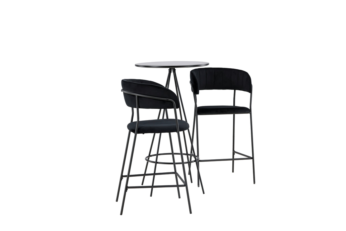 Venture Design Lui & Bistro Barstolar 2-pack Svart + Barbord ⌀60 Svart