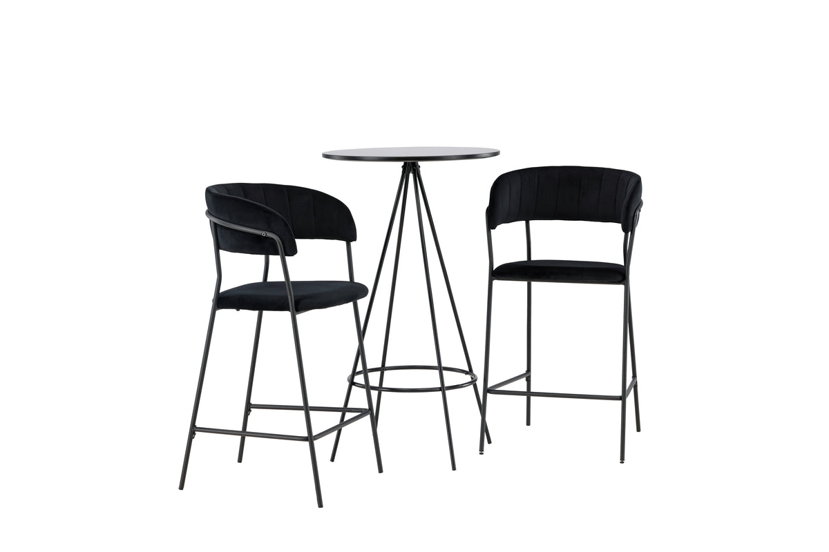 Venture Design Lui & Bistro Barstolar 2-pack Svart + Barbord ⌀60 Svart