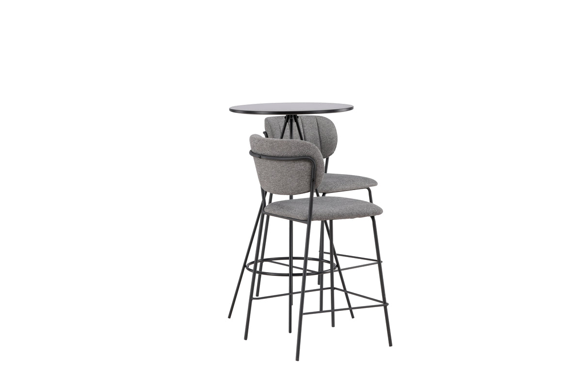 Venture Design Bell & Bistro Barstolar 2-pack Grå + Barbord ⌀60 Svart