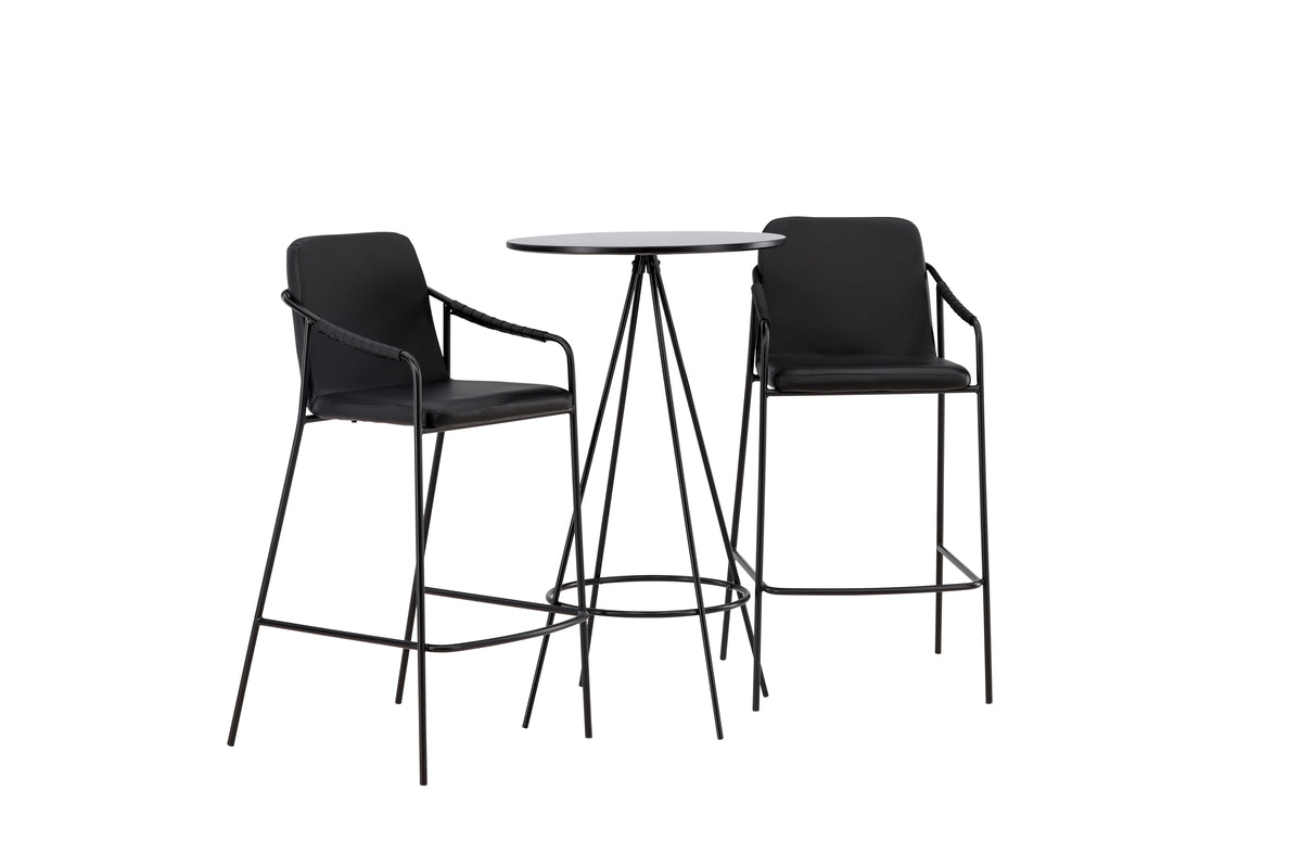 Venture Design Tvist & Bistro Barstolar 2-pack Svart + Barbord ⌀60 Svart