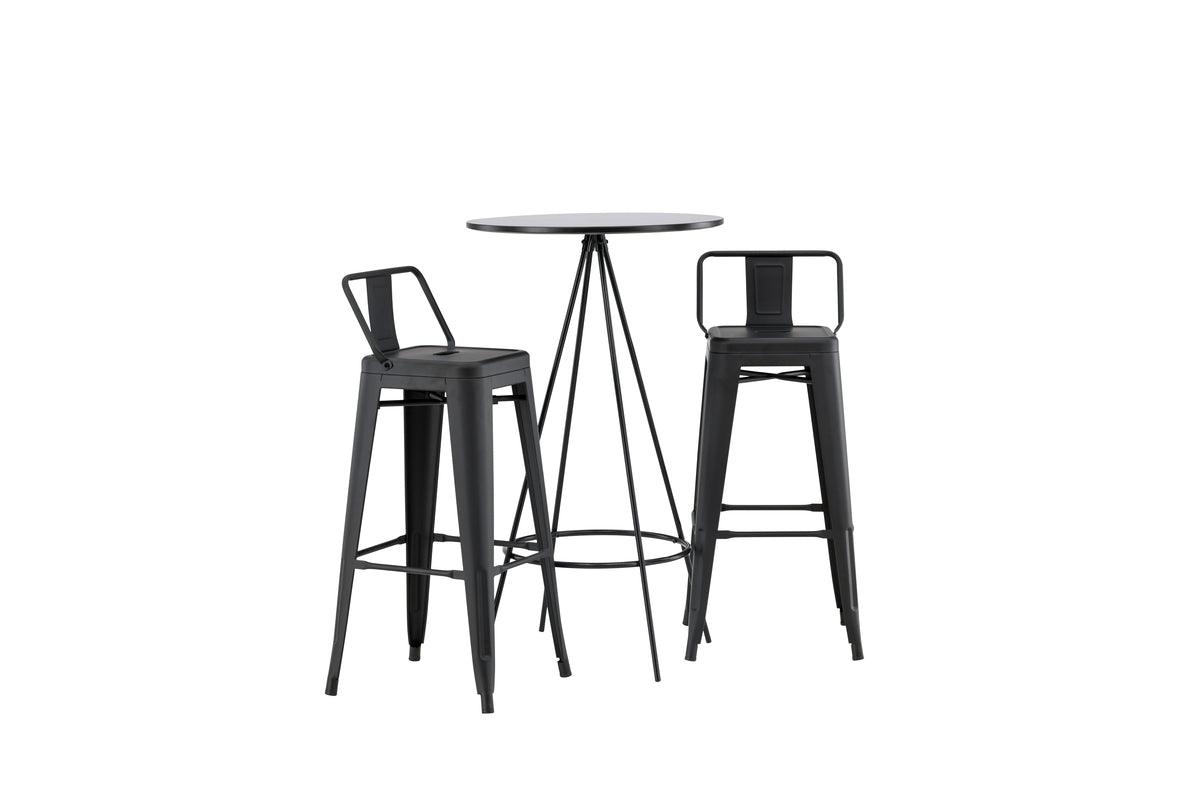 Venture Design Tempe & Bistro Barstolar 2-pack Svart + Barbord ⌀60 Svart