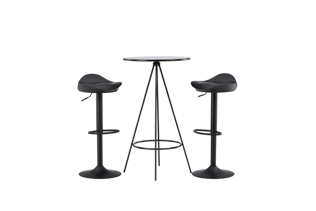 Venture Design Adesto & Bistro Barstolar 2-pack Svart + Barbord ⌀60 Svart