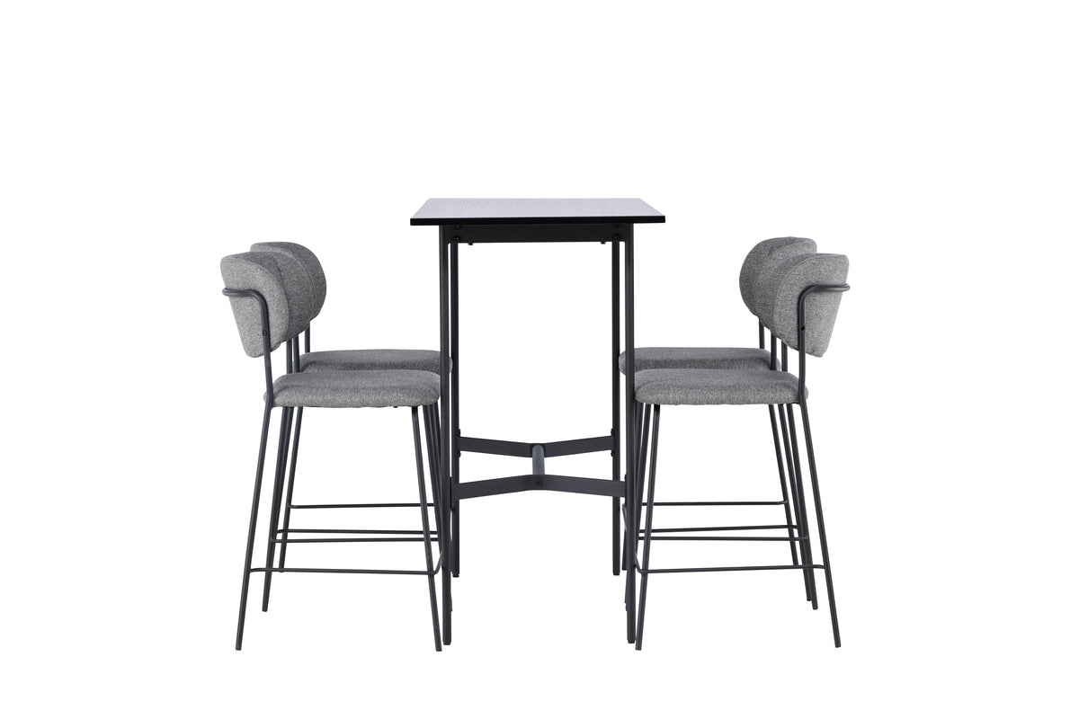 Venture Design Rax & Bell Barbord 120 x 60 Svart + Barstolar 2-pack Grå