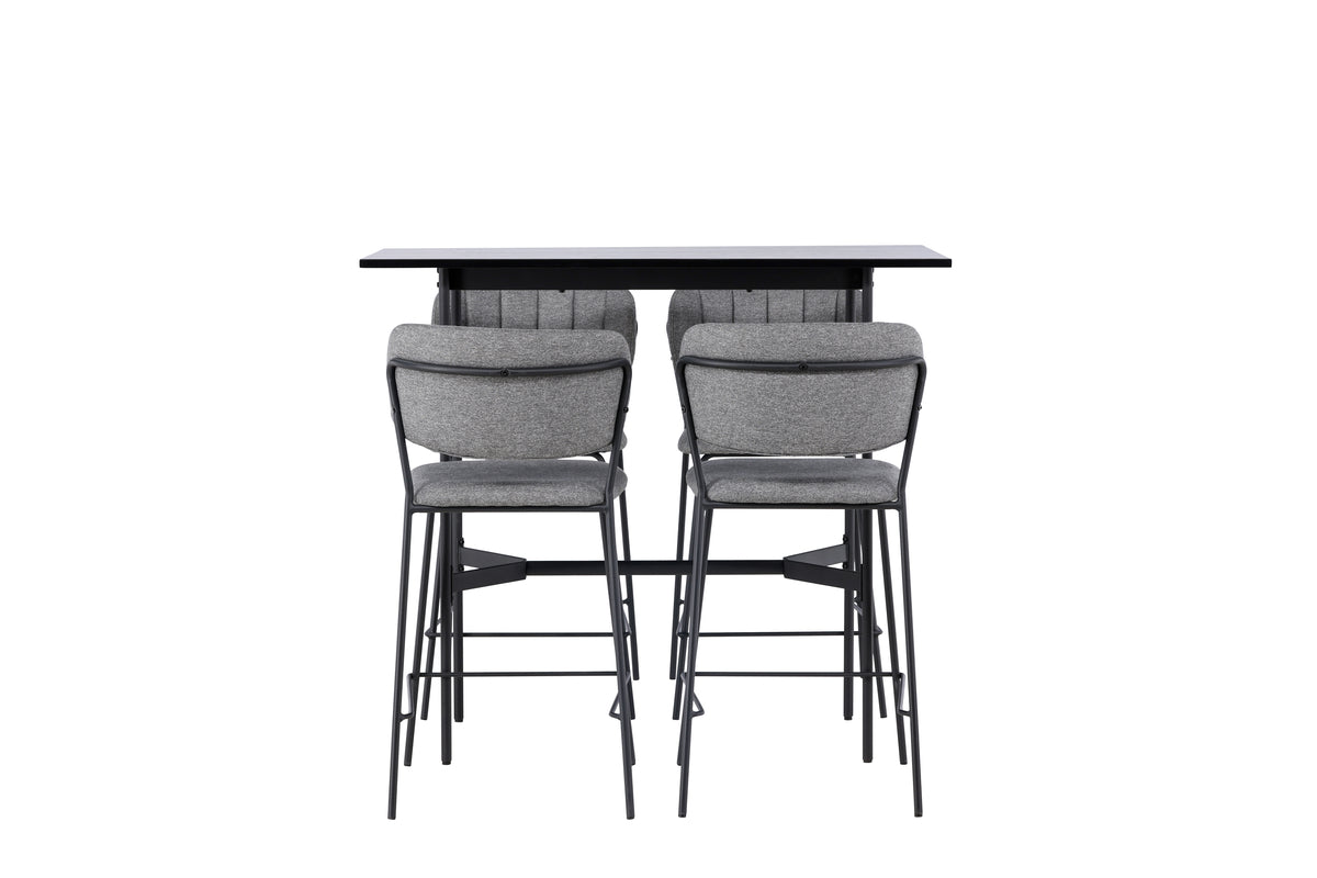 Venture Design Rax & Bell Barbord 120 x 60 Svart + Barstolar 2-pack Grå