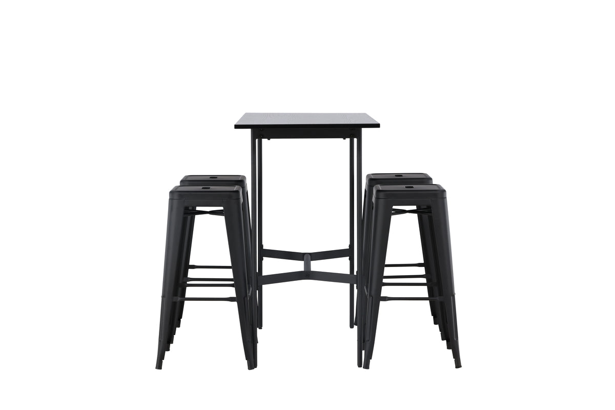 Venture Design Tempe & Rax Barstolar 4-pack Svart + Barbord 120 x 60 Svart