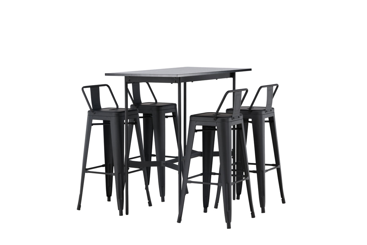 Venture Design Tempe & Rax Barstolar 2-pack Svart + Barbord 120 x 60 Svart