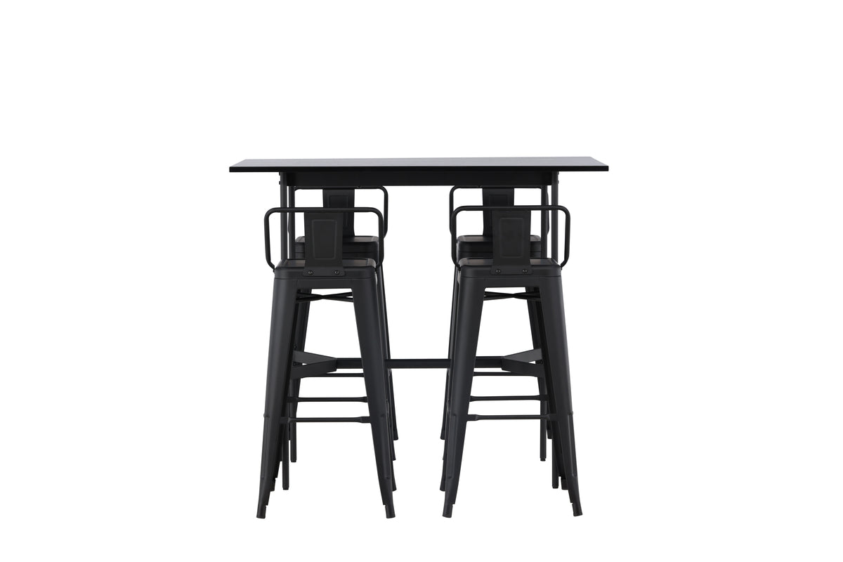 Venture Design Tempe & Rax Barstolar 2-pack Svart + Barbord 120 x 60 Svart