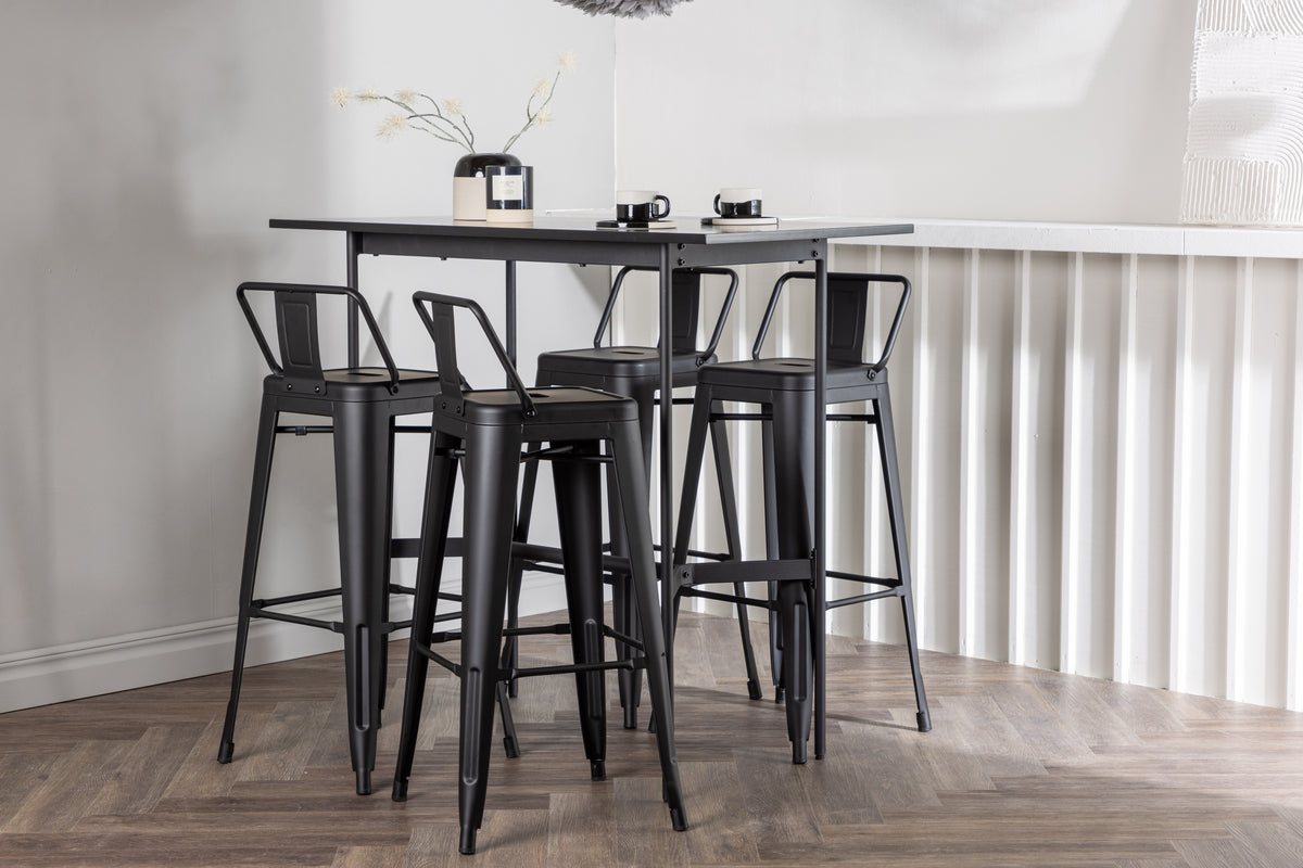 Venture Design Tempe & Rax Barstolar 2-pack Svart + Barbord 120 x 60 Svart