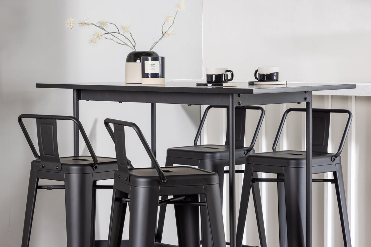 Venture Design Tempe & Rax Barstolar 2-pack Svart + Barbord 120 x 60 Svart