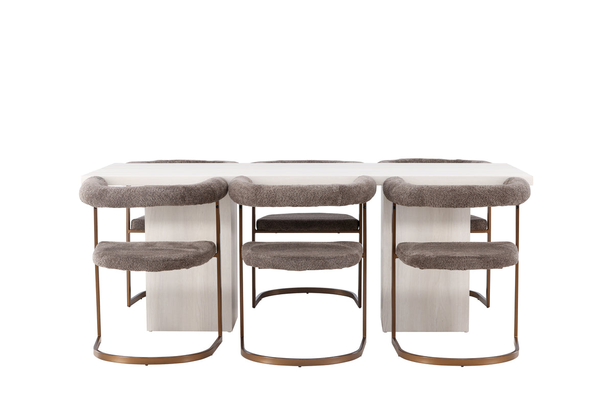 Venture Design Morning & Olga Matstolar 2-pack Brun + Rektangulära Matbord 200 x 90 Vit
