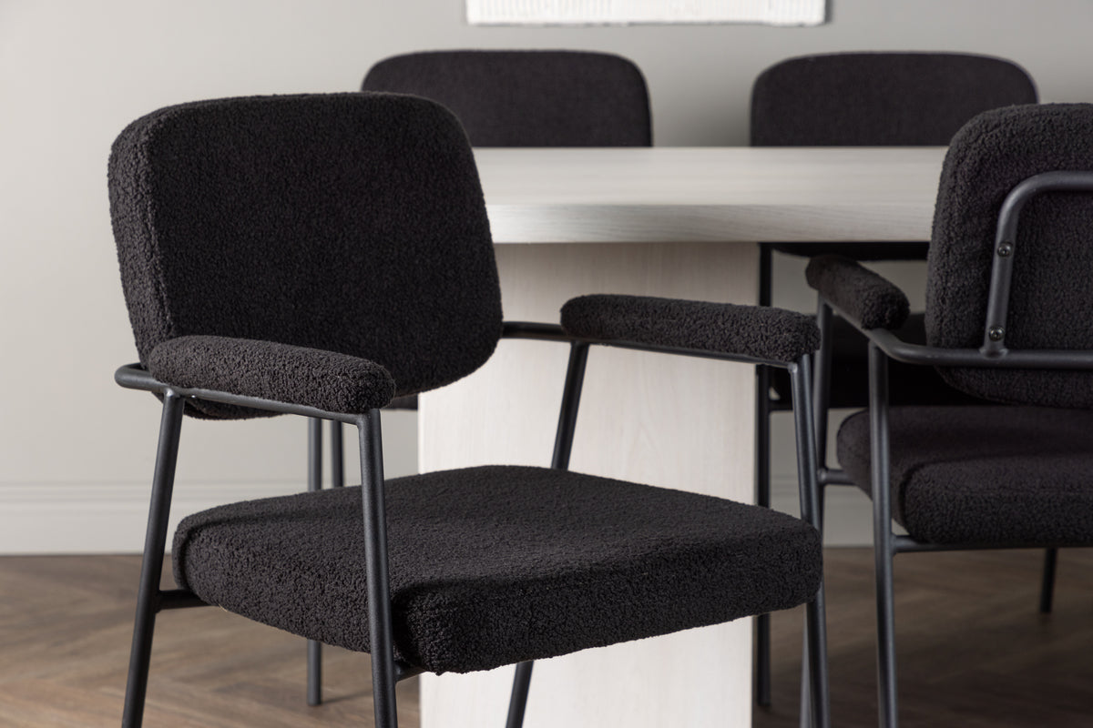 Venture Design Yesterday & Olga Matstolar 2-pack Svart + Rektangulära Matbord 200 x 90 Vit
