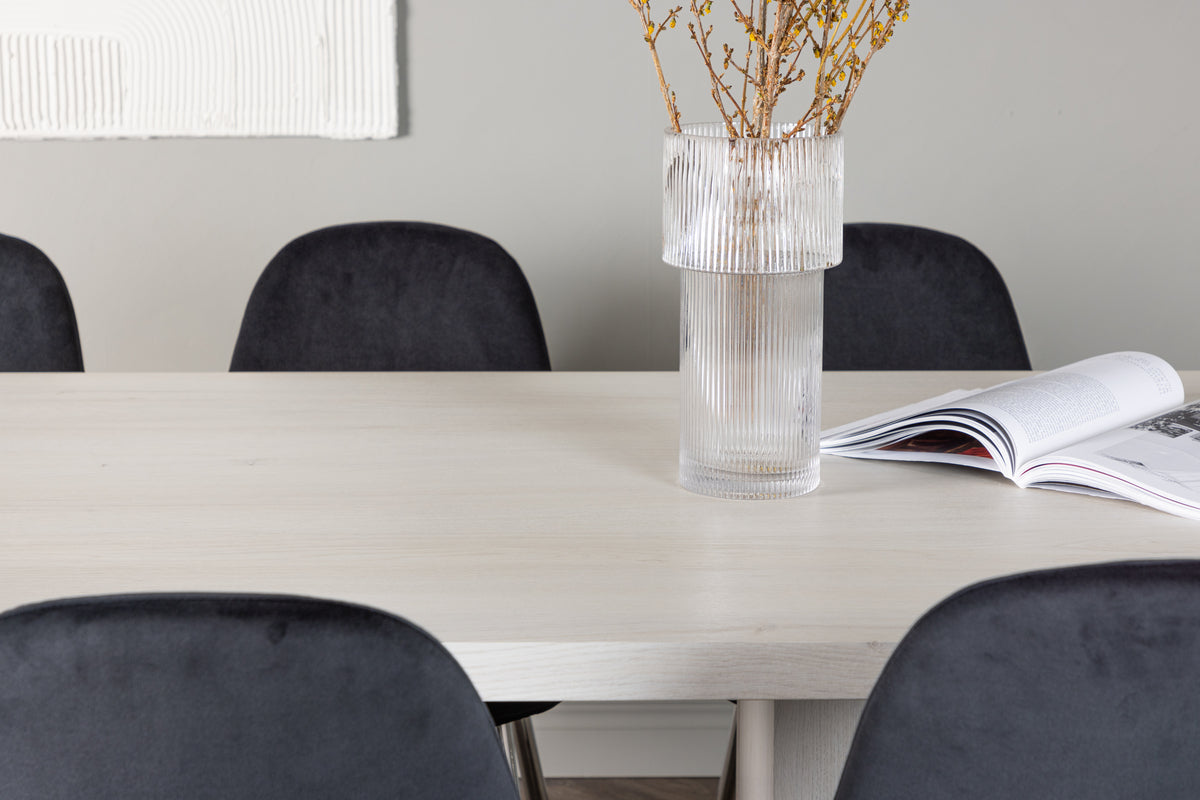 Venture Design Polar & Olga Matstolar 2-pack Svart + Rektangulära Matbord 200 x 90 Vit
