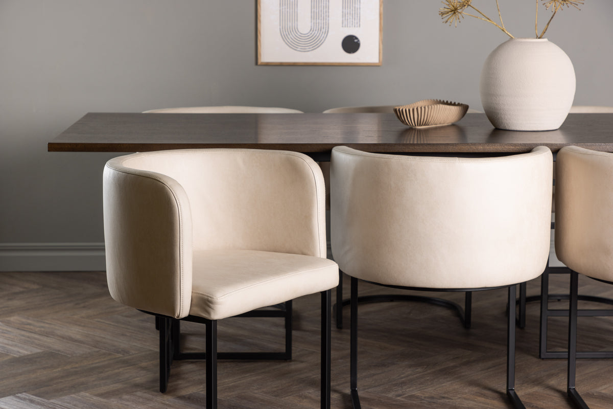 Venture Design Simrishamn & Ystad Matstolar Beige + Rektangulära Matbord 220 x 100 Mocka