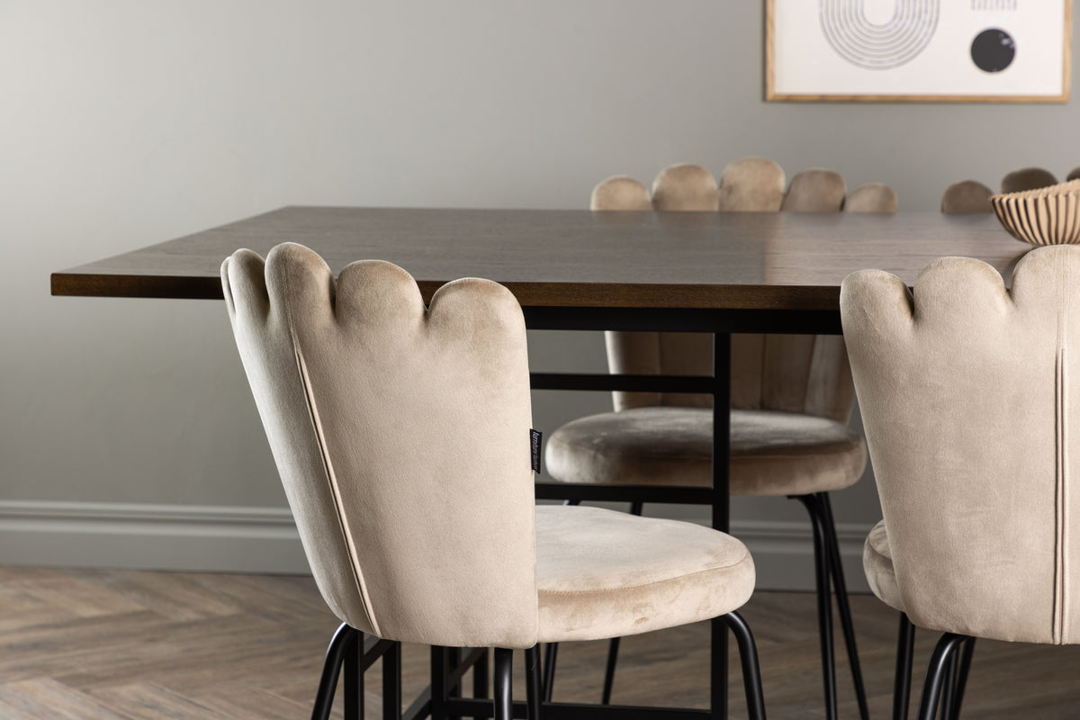 Venture Design Limhamn & Ystad Matstolar 2-pack Beige + Rektangulära Matbord 220 x 100 Mocka