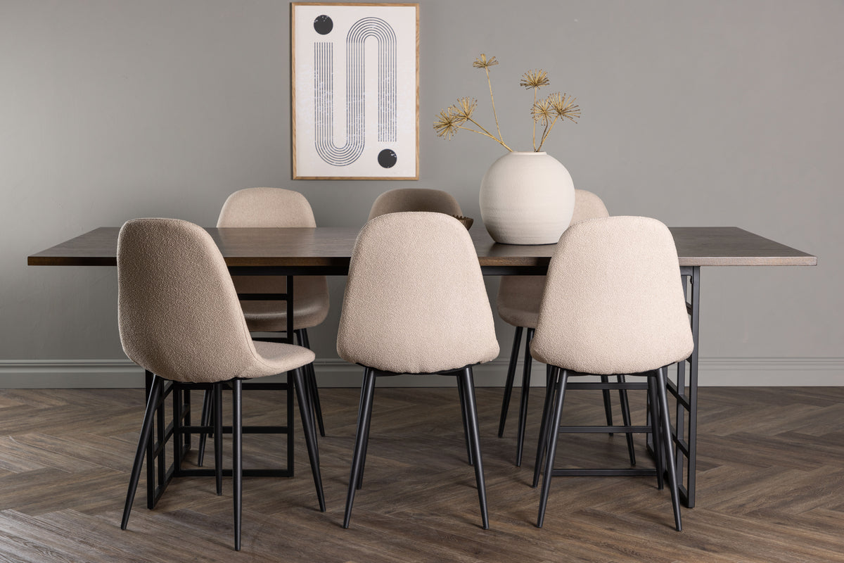 Venture Design Ystad & Polar Rektangulära Matbord 220 x 100 Mocka + Matstolar 2-pack Beige