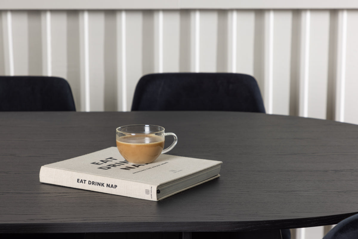 Venture Design Bootcut & Night Ovala Matbord 230 x 115 Svart + Matstolar 2-pack Svart