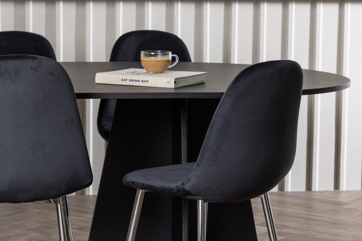Venture Design Bootcut & Polar Ovala Matbord 230 x 115 Svart + Matstolar 2-pack Svart