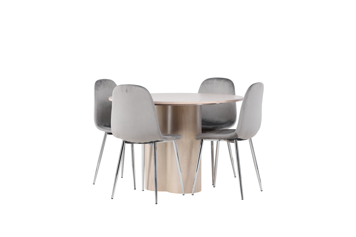 Venture Design Olivia & Eva Runda Matbord ⌀110 Vitputsad + Matstolar 2-pack Ljusgrå