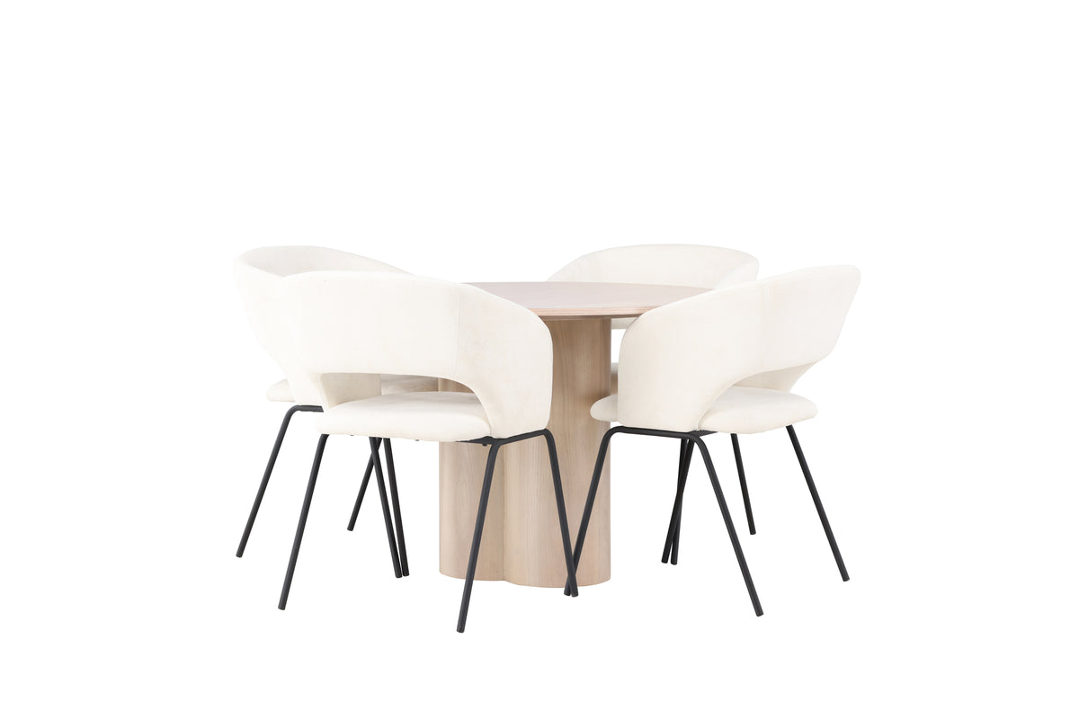 Venture Design Olivia & Day Runda Matbord ⌀110 Vitputsad + Matstolar 2-pack Off-white