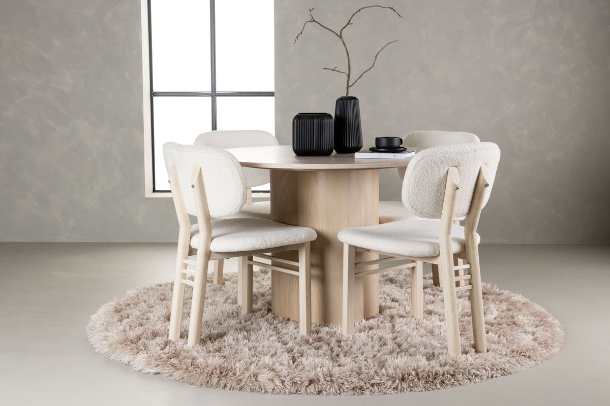 Venture Design Olivia & Sia Matbord ⌀110 + Matstolar Vit
