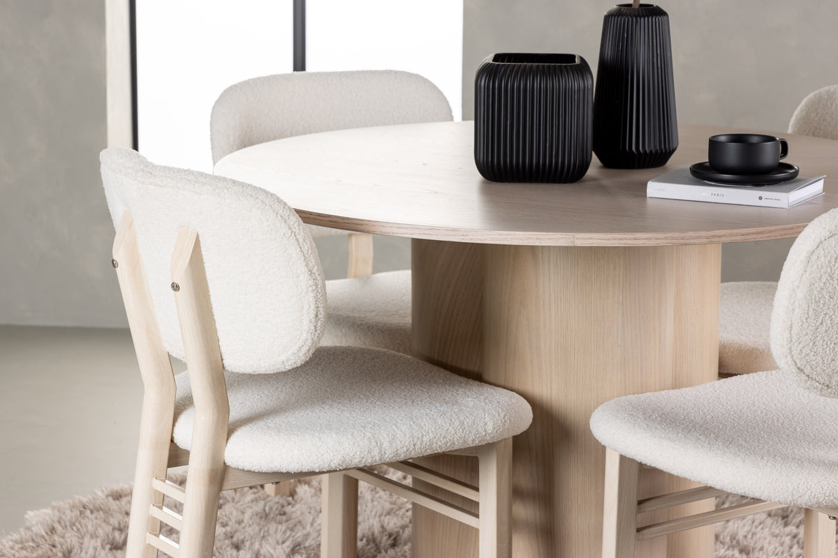 Venture Design Olivia & Sia Matbord ⌀110 + Matstolar Vit