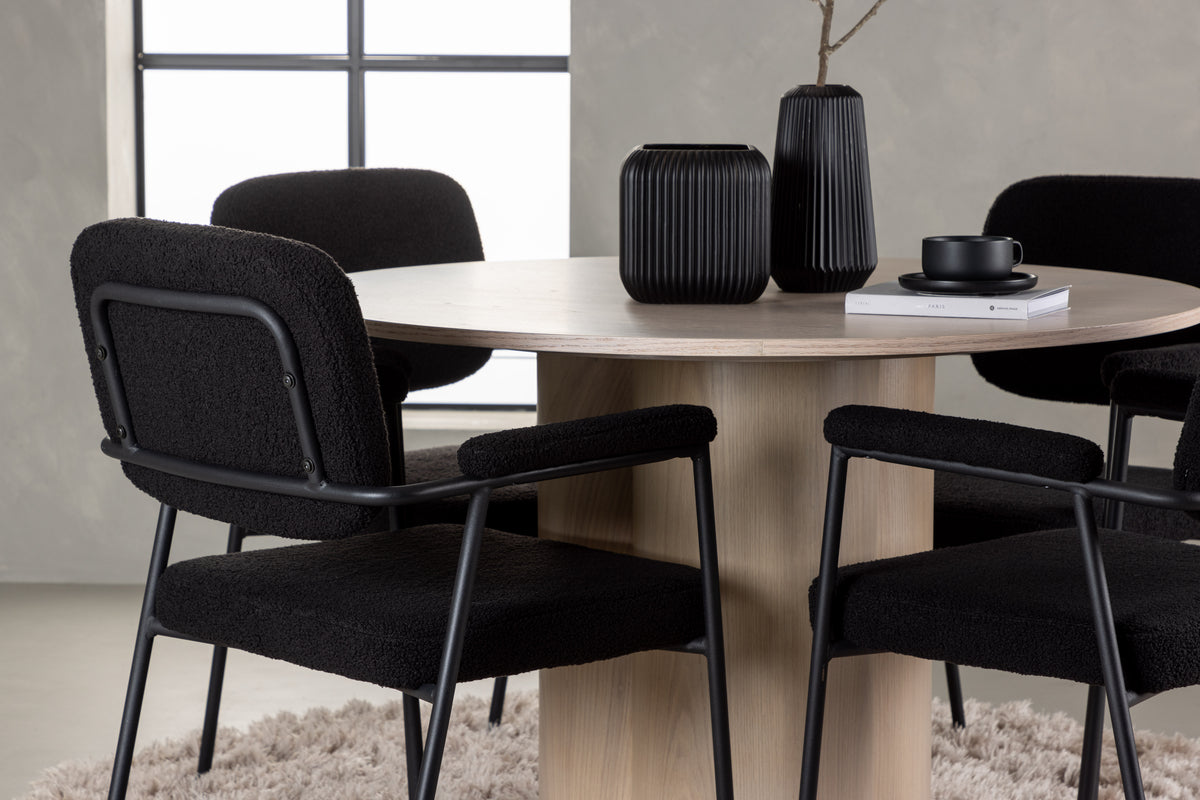 Venture Design Olivia & Yesterday Runda Matbord ⌀110 Vitputsad + Matstolar 2-pack Svart