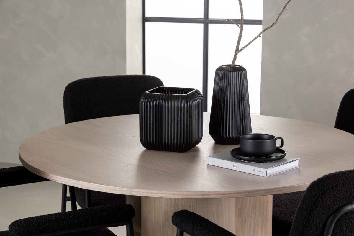 Venture Design Olivia & Yesterday Runda Matbord ⌀110 Vitputsad + Matstolar 2-pack Svart