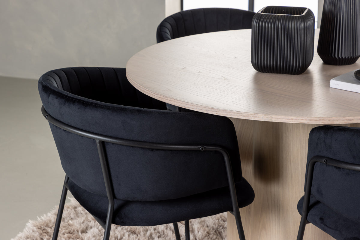 Venture Design Olivia & Selma Runda Matbord ⌀110 Vitputsad + Matstolar 2-pack Svart