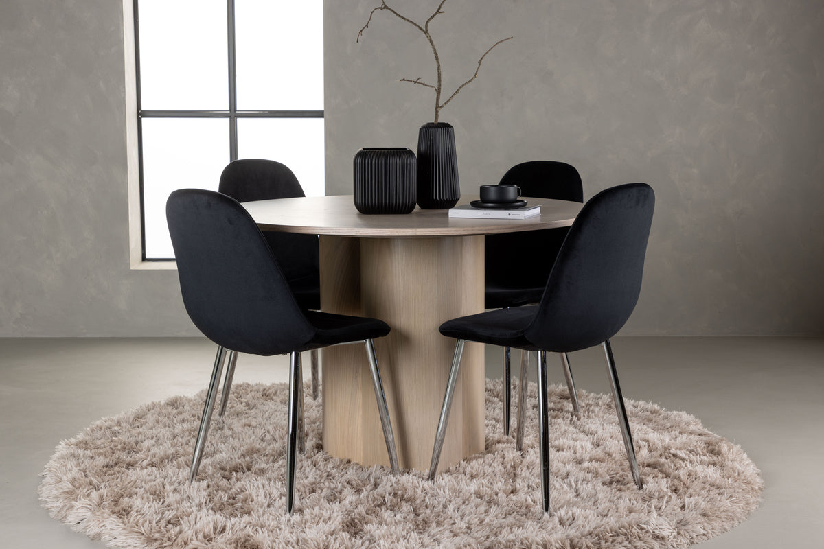 Venture Design Olivia & Polar Runda Matbord ⌀110 Vitputsad + Matstolar 2-pack Svart